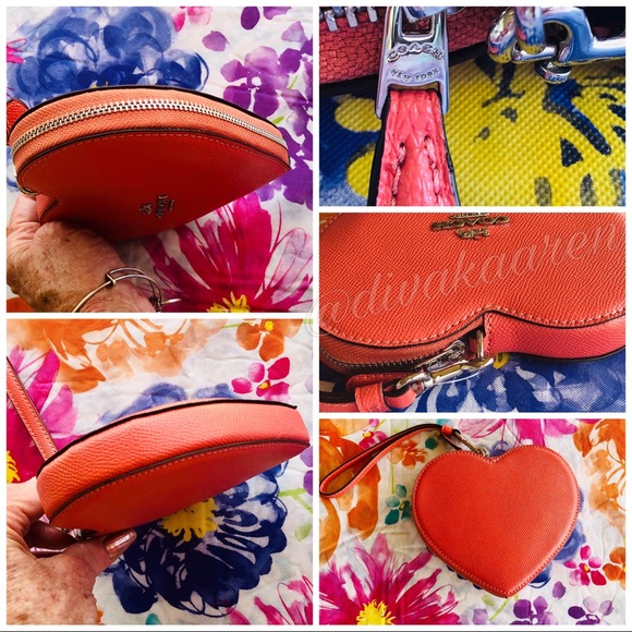 COACH Heart Wristlet Coral Silver - Picture 8 of 11